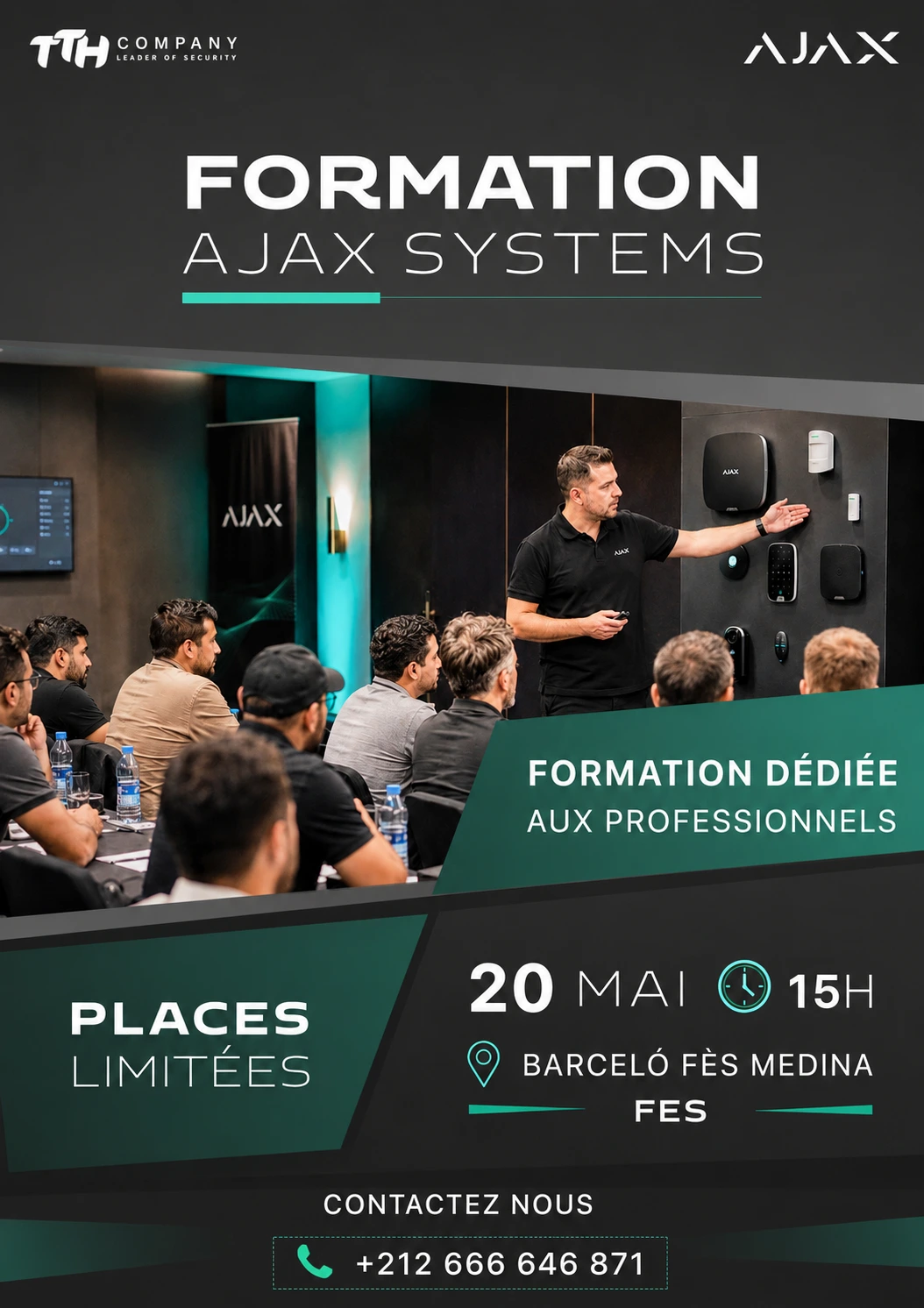 Formation professionnelle Ajax Systems organisée par TTH Company à fes pour installateurs et revendeurs