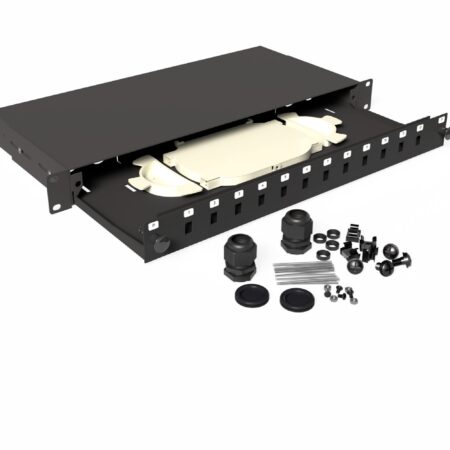 Tiroir optique coulissant 1U 12 ports SC simplex vide noir Briticom, tiroir optique 1U
