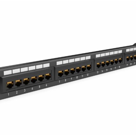 Panneau de brassage CAT6 UTP 24 ports 1U noir Briticom, panneau de brassage cat6 24 ports